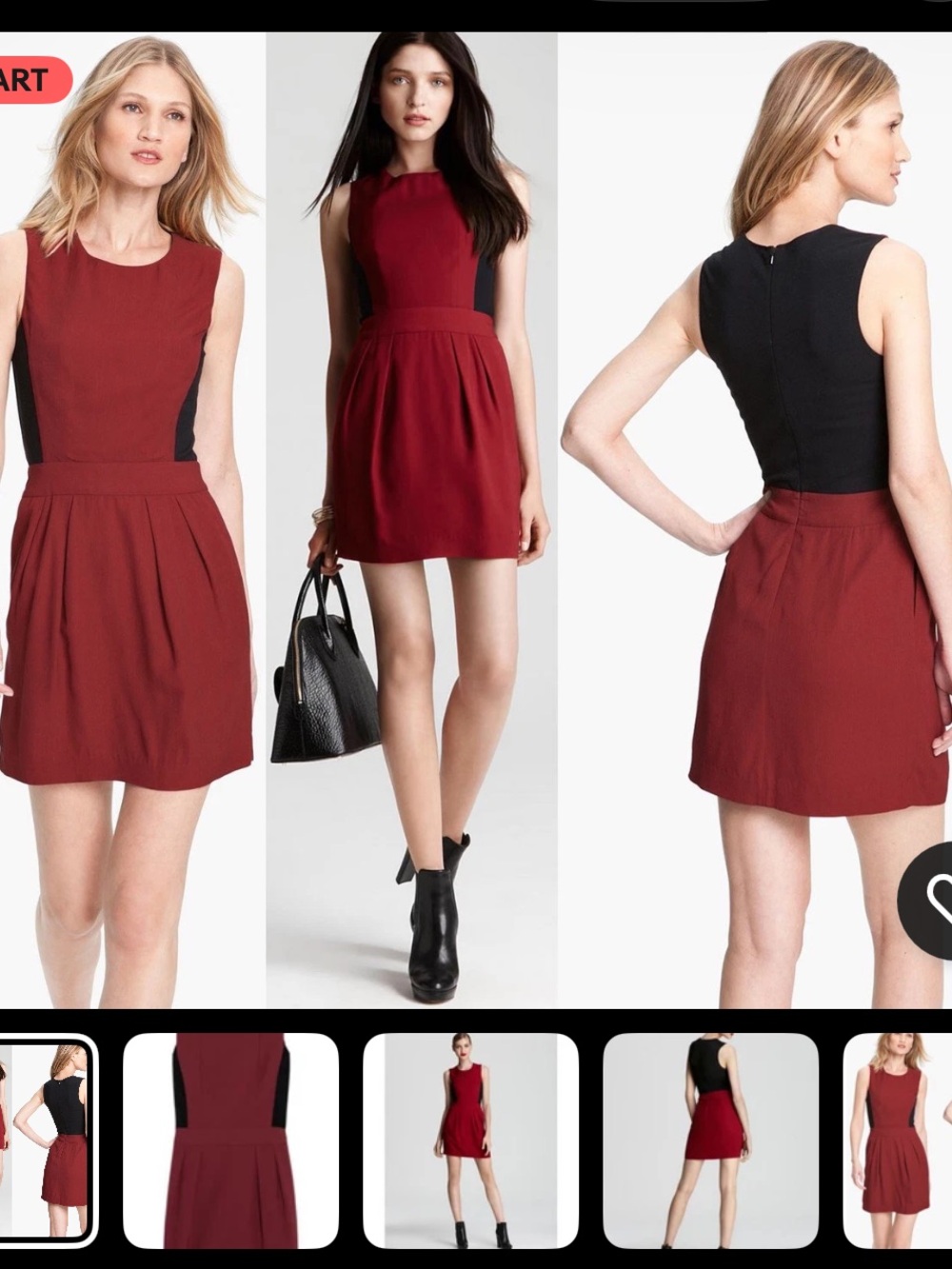 Theory Darua Tailor Flame Red & Black Color Block Wool & Jersey Dress 8